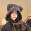 Gorro con Orejas de Oso y Botones Dulce y Lindo para Mujer, Otoño e Invierno 2026 Cálido y a Prueba de Frío, Gorro de Punto que Adelgaza el Rostro y Protege los Oídos
