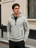 Sudadera con capucha y media cremallera para hombre transfronteriza, sudadera de trabajo para hombre europea y americana con múltiples bolsillos con cremallera, engrosada para otoño e invierno
