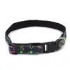 Coleira de webbing estampada para pet com guizo, acessório para gato e cachorro, coleira de pescoço ajustável com fecho de pressão, em estoque