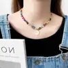 Soy muy bueno en mi ciudad natal. Collar de cuentas de colores estilo Zhou Yutong, cadena para la clavícula con cuentas de vidrio lindas, para mujer, verano