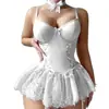 Fonte de Comércio Exterior Europeu e Americano Estilo Puro Desejo Modelador de Corpo Conjunto de Peça Única Renda nas Bordas Costura com Tiras de Meia-calça Lingerie Sexy