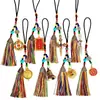 Colgante para coche en el mismo estilo que los borlas de cinco colores del Tíbet, cuerda colgante de campana del dios de la riqueza de cinco vías, recuerdo de atracción turística de Yunnan