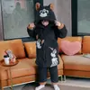 Conjunto de pijama infantil inverno meninos fleece de coral espessado quente acolchoado de três camadas Roupa de casa masculina de comprimento médio
