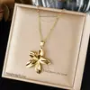 Colar Gargantilha Clavícula Pingente Coração Sol Flor Vintage, Popular no Comércio Exterior, Colar Simples Multielemento Banhado a Ouro Aço Inoxidável para Mulheres