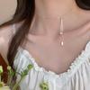 Collar de Perlas Cuadradas con Tirón de Marca para Mujer Verano 2024 Nuevo Explosivo Nicho de Lujo Ligero Elegante Cadena para Clavícula Cadena de Collar de Alta Gama
