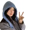 Nuevo Gorro de Punto Grueso Hecho a Mano para Otoño e Invierno para Mujer, Gorro con Capucha Simple de Color Sólido, Cálido y Resistente al Frío, Gorro de Punto Estilo Ins