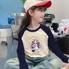 Linda Camiseta de Felpa Cálida Estilo Coreano para Niñas Otoño Invierno Moda Dulce Elegante Bloque de Color Manga Larga Cuello Redondo Tendencia
