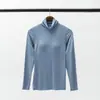 Dropshipping Blusa de Gola Alta com Manga Longa para Outono e Inverno com Bojo Embutido, Roupa de Dormir para Casa, Roupa Íntima de Base