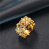 Anillo retro de corte tejido tallado oro flash Diamante trébol de cuatro hojas hueco para mujer personalidad exagerada retro anillo bicolor