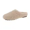 Pantuflas de Algodón Cerradas Cálidas para Otoño e Invierno 2026 para Exteriores, Pantuflas Peludas Planas Nuevas de Ponerse para Mujer, Color Albaricoque