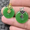 Colgante de jade hebilla de jade verde colgante roca de cuarzo Jade Jade hebilla de moneda de jade colgante carácter fu colgante de collar colgante de jade