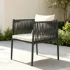 Silla de ratán para patio exterior, mesa y sillas de ocio, balcón al aire libre de jardín para el hogar, silla creativa con respaldo de cuerda para casa de huéspedes, mesa de café pequeña