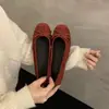 Zapatos de boda planos rojos estilo francés con grulla de almohada blanca, zapatos de mujer, nuevos zapatos de ballet con lazo primavera-verano-otoño 2026
