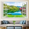 Adesivo de Parede Estereoscópico 3D Janela Simulada Pintura de Paisagem de Janela Autoadesivo Sala de Estar Parede de Fundo Pintura Decorativa Novo Adesivo de Parede para Quarto