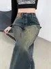 Jeans Retrô de Cintura Alta Wide Leg Estilo Americano Tendência Feminina Novo Reto Solto Emagrecedor Calça Mop Street