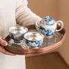 Pez plateado ópera Té Verde Loto tetera olla individual lujo ligero alta gama hogar juego de té kung fu traje una olla dos tazas caja de regalo