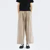 Pantalones Cortos Caídos Color Caqui Estilo Japonés para Hombre, Pantalones Casuales de Pierna Recta de Color Sólido Finos de Verano, Pantalones Sueltos Relajados Yamamoto