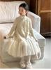 Vestido de Niña Primavera y Otoño 2026 Nuevo Cheongsam de Gama Alta Estilo Chino con Falda de Botones Chaleco con Forro Polar para Niños Vestido de Princesa