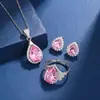 Amazon comercio exterior azul Rojo Amarillo Verde púrpura blanco gema circón corona de princesa collar traje anillo aretes colgante femenino