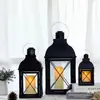 Lanterna de Vela Candelabro à Prova de Vento Ferro Forjado Vidro Lanterna de Vento Ornamento Candelabro Estilo Americano Lâmpada Lanterna Portátil Retro Lâmpada a Querosene Decoração de Casa