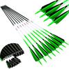 Flecha de Carbono 6,2mm Pena Natural 5 Polegadas Haste Fluorescente Verde Adequada para Arcos Recurvos Caça Arcos Compostos Equipamento de Arco e Flecha Transfronteiriço