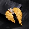 Broche Dourado com Asas de Pena e Diamantes da Idade Média para Mulheres, Corsage Luxuoso e Elegante, Acessório Versátil para Terno, Jaqueta, Casaco