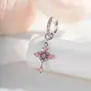 Pendientes Minimalistas de Zirconia con Colgante de Cruz Completa de Diamantes, Pendientes de Diseño Único de Nicho