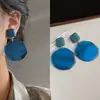 Pendientes Irregulares en Forma de Abanico Plegado Geométrico Azul Aguja de Plata Pendientes de Lujo Ligero de Gama Alta Pendientes de Moda de Nicho Venta al por Mayor