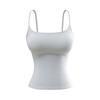 2025 Verano Nuevo Camisola de Color Sólido para Mujer con Almohadillas en el Pecho, Expansión Hacia Afuera, Pecho de Dibujos Animados, Top Básico Moldeador Trendy