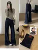 Estilo Principios de Otoño TOP Hecho en Europa Líneas Trece de Guangzhou Estilo Coreano Elástico en Cuatro Direcciones Bloqueo de Color Ajuste Cómodo Jeans Acampanados 13338