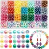 Cuentas redondas de perla sintética de 8 mm, 20 piezas por paquete, colores surtidos, set en caja, cuentas para manualidades DIY para pulseras y pendientes