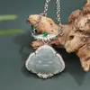 Jadeíta Birmana Natural Grado A Tipo Hielo Alto Azul Agua Clara Collar de Buda Artículo de Diversidad 9169
