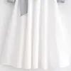 Atacado de Roupas Femininas Transfronteiriças Estilo Europeu e Americano Primavera Moda Casual Top Chique com Laço Manga Longa com Vestido de Saia Patchwork