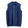 Suéter de caxemira sem mangas 2024 outono e inverno novo top sem mangas colorblock de gola meia alta masculina jaqueta casual de negócios de meia-idade