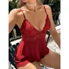 Comércio exterior da Amazon nova roupa de casa sexy de renda e tule com decote em V camisola erótica pijamas para mulheres verão direto do fabricante