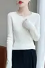 Suéter de tricô sem costura de gola redonda, caimento solto, pronto para usar, direto de um fabricante estiloso, confortável e de caimento justo, feminino cinza premium