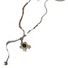 Collar Deslizante Floral Vintage Ojo de Tigre para Mujer, Estilo Nuevo, Sencillo y de Alta Gama, Cadena para Suéter Ajustable, Accesorio Elegante y Versátil