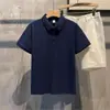 Camisa Polo Lisa de Manga Curta Exclusiva para Comércio Exterior Masculina, Nova Peça Casual de Negócios para o Verão 2025, Solta, Manga Meia-Manga, Estilo com Gola Reversível
