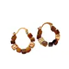 Brincos redondos com gotas de óleo estilo Maillard, luxo leve, alta qualidade, modernos, ear cuffs simples, elegantes e versáteis, brincos de nicho para mulheres