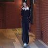 Elegante conjunto de sudadera para mujer, estilo occidental, popular en otoño, ropa deportiva antiedad, conjunto informal con pantalones anchos.