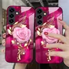Adequado para capas de celular Samsung S26ULTRA, A57 rosa rose, S24 design de folha metálica, A06 capa de vidro temperado, A07
