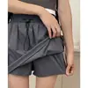 Falda de Trabajo Gris Estilo Americano Talla Plus para Mujer, Verano Cintura Alta Línea A Adelgazante Secado Rápido Retro Falda Media Pantalones Cortos