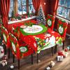 Atacado Transfronteiriço Novo Toalha de Mesa e Capa de Cadeira de Natal Tudo Incluído Seda de Leite Toalha de Mesa Estampada Impermeável de Natal Conjunto