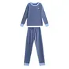 Conjunto de ropa interior térmica para niñas, tops y pantalones térmicos de invierno para niños, pijamas infantiles, ropa de casa con colores contrastantes para niños mayores y estudiantes