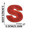 Suministro transfronterizo de parches bordados de letras y números en inglés color rojo brillante con adhesivo termofusible para decoración de ropa y sombreros
