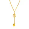 Collar de Borla Doble Calabaza Dorada Brillante 24K Hielo Triturado Brillante Estilo Mismo de la Tienda de Oro Puzuo Cadena Versátil de Clavícula de Gama Alta