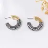 Para Pendientes de Aro Mediano con Forma de Media Luna Convexos Brillantes Tachonados con Pedrería de Alta Gama Exquisitos Transfronterizos, Accesorios Versátiles de Invierno Más Vendidos