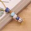 Conjunto de Bule, Xícara de Chá, Pulseira, Colar, Brincos Esmaltados com Pedras de Diamante, Venda Quente Transfronteiriça, Joias Criativas Personalizadas no Atacado