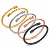 Pulsera de cable de acero de venta caliente transfronteriza Pulsera abierta de oro simple de moda para mujer de acero inoxidable que no se desvanece venta al por mayor