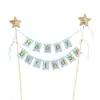 Banner de Feliz Cumpleaños Topper para Pastel Palillos Inserciones Estrella Dorada de Cinco Puntas Decoración para Hornear Inserciones Fiesta Postre Banderines